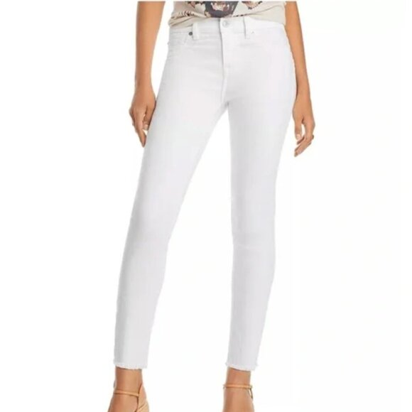7 FOR ALL MANKIND 7FAM Roxanne Skinny Jeans White Cropped Crop Ankle Y2K sz 24 ? - Picture 1 of 9
